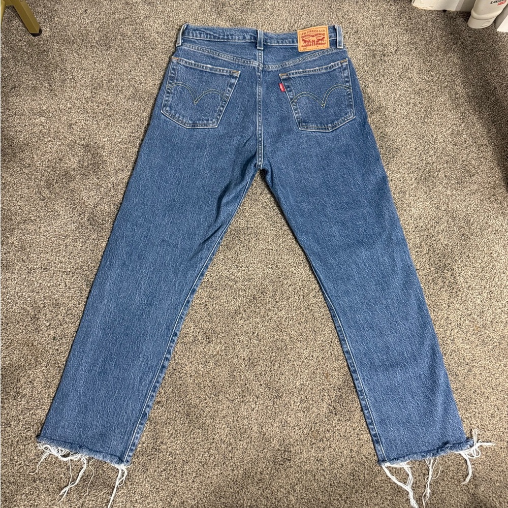 Levi's Blue Denim Jeans with Frayed Hem